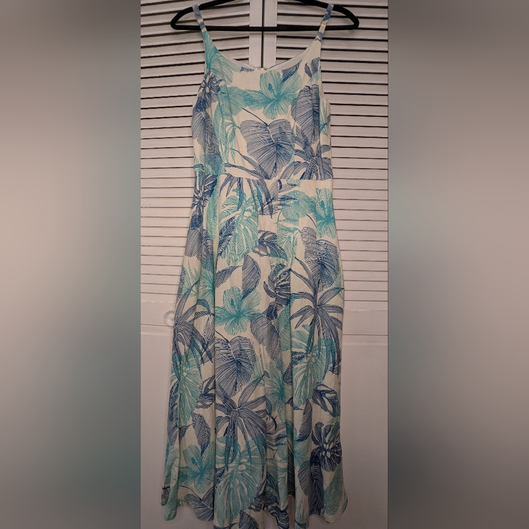 Tori Richard Blue And Green Floral Midi Dress Size 8 Nwt